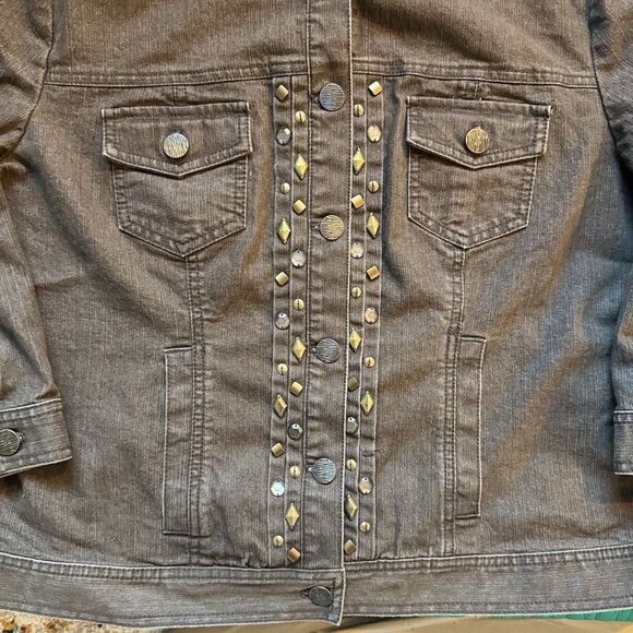 Vintage Ruby Rd Jean Jacket Sz 18 With Embellishments Y2K Grunge Boho Rocker 90s - Picture 16 of 16